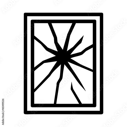 Broken Window Icon for Crime and Vandalism