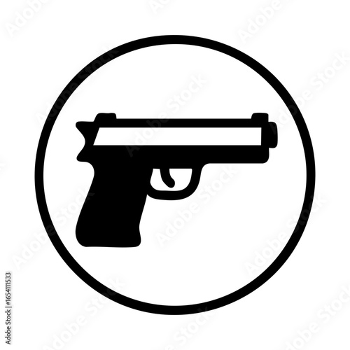 Handgun Icon Inside Circle for Crime Set