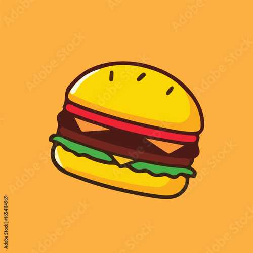 burger icon illustration on yellow background
