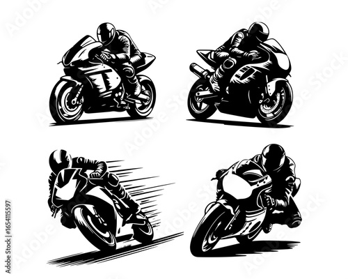 Moto racer set vector