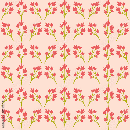 Pink flowers seamless pattern with pink background