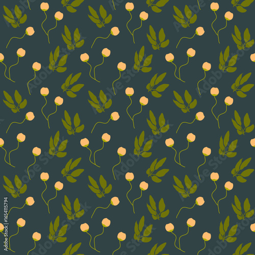 peony flower with leaves seamless pattern design