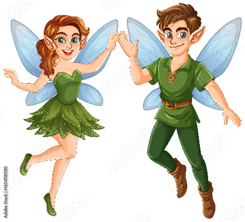 Charming Fairy Duo in Green Attire