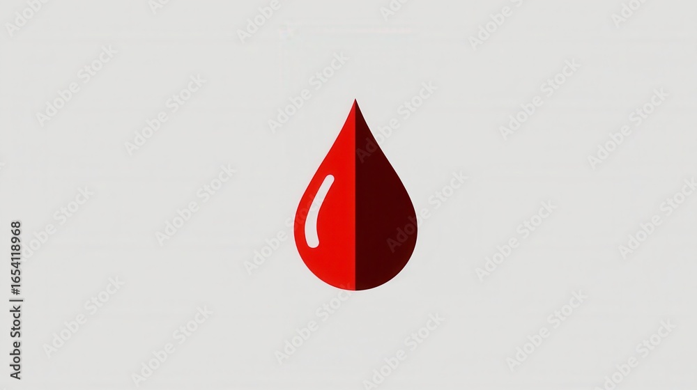 Fototapeta premium Drop of Blood: A striking illustration of a single droplet of red blood, symbolizing life, vitality, and the complexities of human existence.