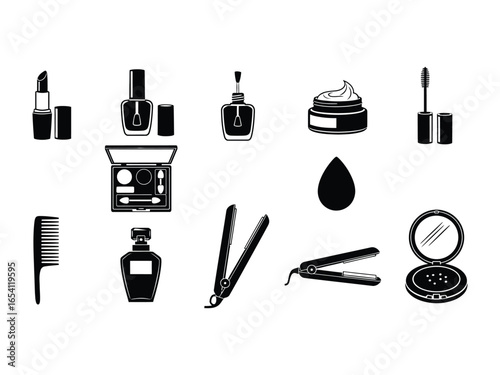 Glamour Essentials: A curated selection of beauty and cosmetic products, meticulously arranged to showcase the art of self-care and the elegance of glamour.