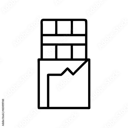 Chocolate bar icon in minimalist outline style on white background  
