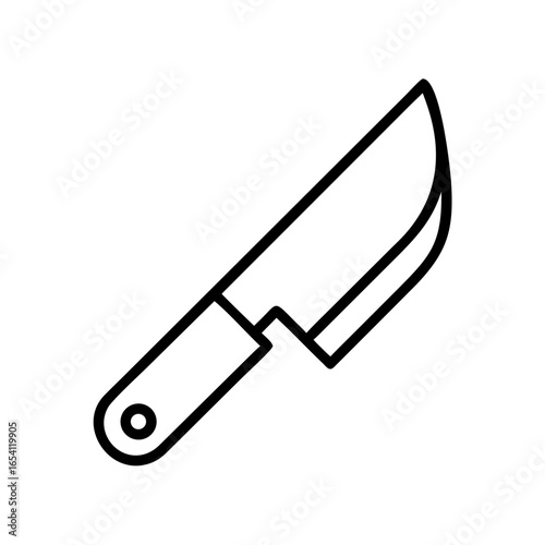 Kitchen knife illustration in minimalist style with black outline  