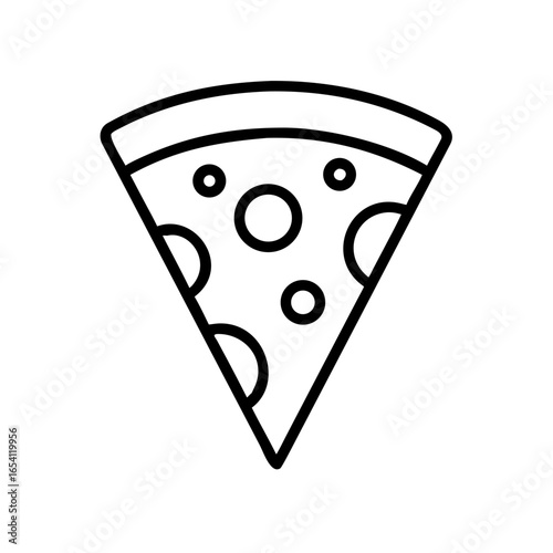 Slice of pizza with cheese and toppings in minimal line art style  