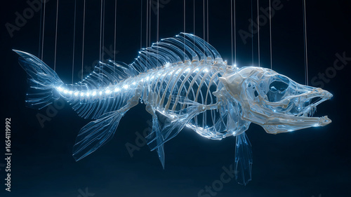Fish skeleton with transparent background