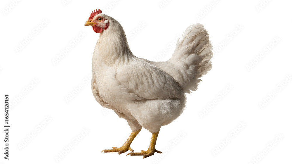 Fototapeta premium Isolated white hen image for agriculture or farm projects