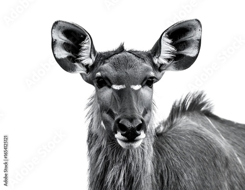 Close-up black and white antelope portrait