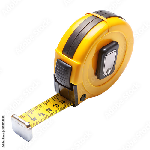 Retractable tape measure isolated on transparent background