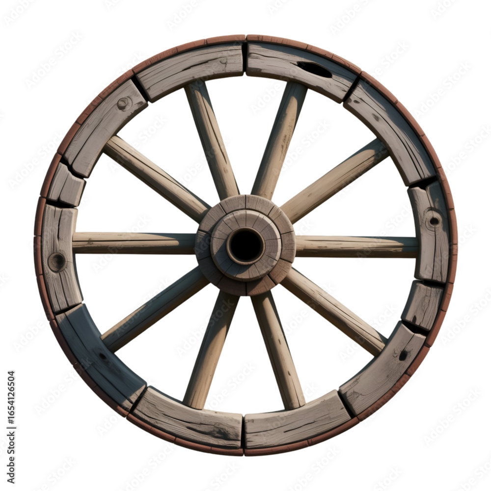 Obraz premium old wooden wheel isolated