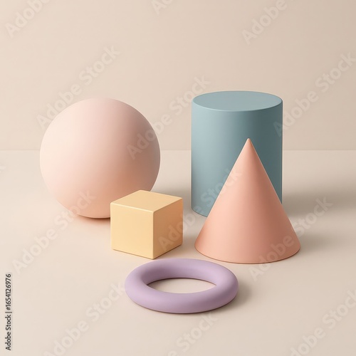 Abstract 3D Pastel Shapes