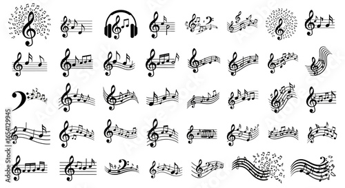 Collection of musical notes and symbols representing the universal language of music and sound