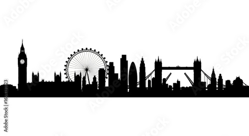 London Skyline Silhouette Vector Illustration of City Landmarks