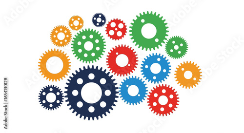 Colorful Interlocking Gears Teamwork, Collaboration, and Synergy