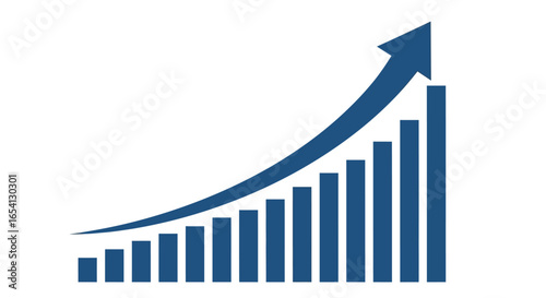 Business growth chart with upward trending arrow symbolizing success and increasing revenue