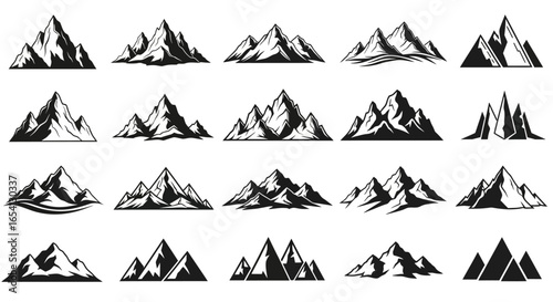 Collection of Stylized Mountain Peaks, Perfect for Graphic Design Projects