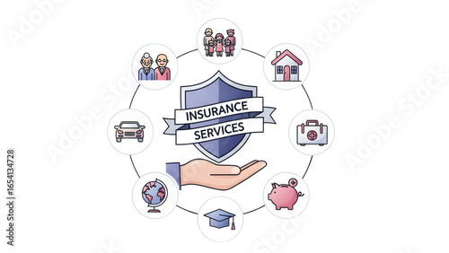 Insurance Services Icons  All-in-One Insurance Concept 