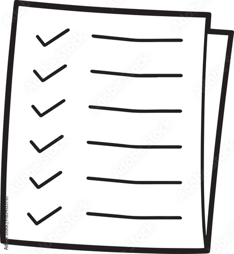 Checklist Clipboard outline vector illustration line art