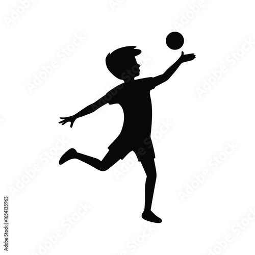 Minimalist boy throwing frisbee vector silhouette with white background sports activity illustration