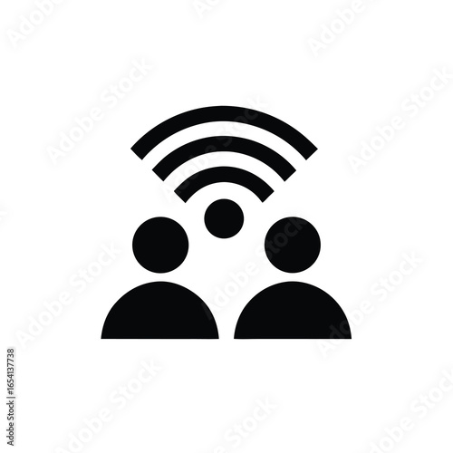 Simple minimalist icon of people with wifi vector art with white background network and communication illustration