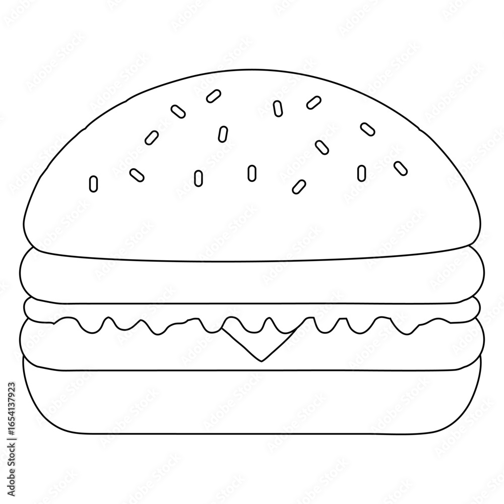 Hamburger Illustration Black and White Line Art Hamburger Illustration Black and White Line Art