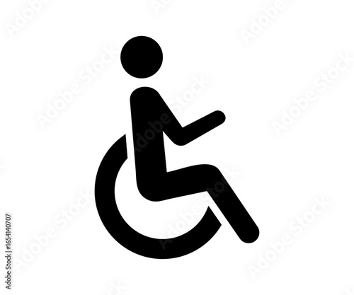 Accessible icon black silhouette depicting person in wheelchair. Handicap parking sign. Wheelchair, access sign for disabled people vector design and illustration.

