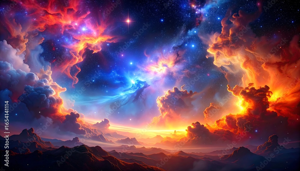 Obraz premium Cosmic cloudscape, vibrant colors