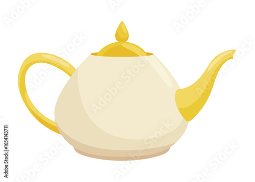 Tea brewing icon. Accessories for tea party. Traditional and cozy tea drinking. Element for aromatic hot drink. Flat vector illustration isolated on white background