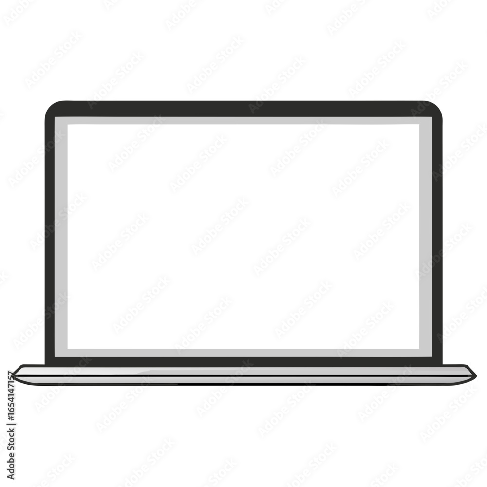 Modern Laptop, Notebook Computer with Empty Screen, Technology Device on White Background. Modern Laptop, Notebook Computer with Empty Screen, Technology Device on White Background.