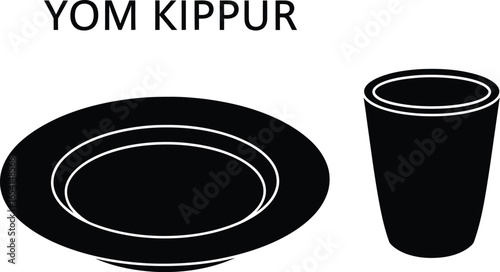 Silhouette of a plate and glass symbolizing Yom Kippur, the Jewish Day of Atonement