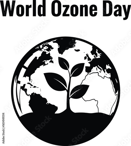 World ozone day with earth and tree to raise awareness about environment protection and climate change