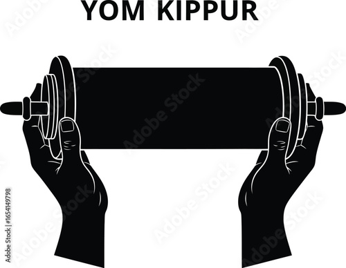 Yom kippur illustration with a Torah scroll for jewish holiday celebration, religious tradition and spiritual faith