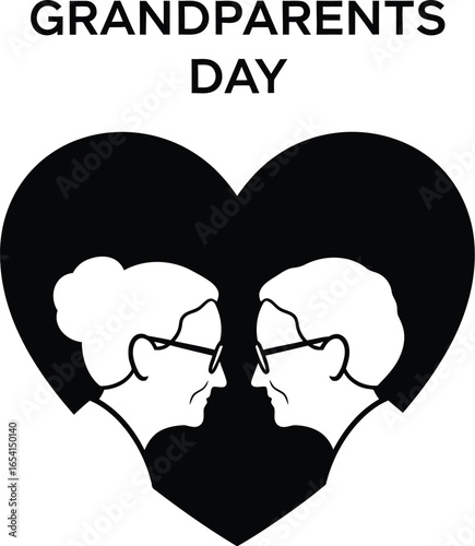 Illustration of grandparents in a heart for grandparents day, symbolizing love, family, and the special bond between generations