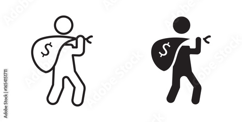 Robbery icon,  Simple robbery icon for social media, app, and web design. Vector illustration with stroke and fill on a white background.