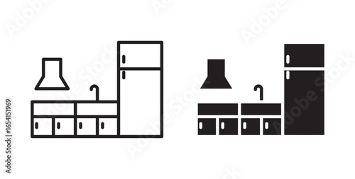 Kitchen Cabinet icon . Vector illustration with stroke and fill on a white background.