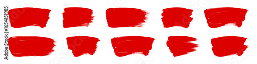 Free Download Red grunge brush strokes set with paint brush grunge texture. Paintbrush strokes collection. - GFXLoad