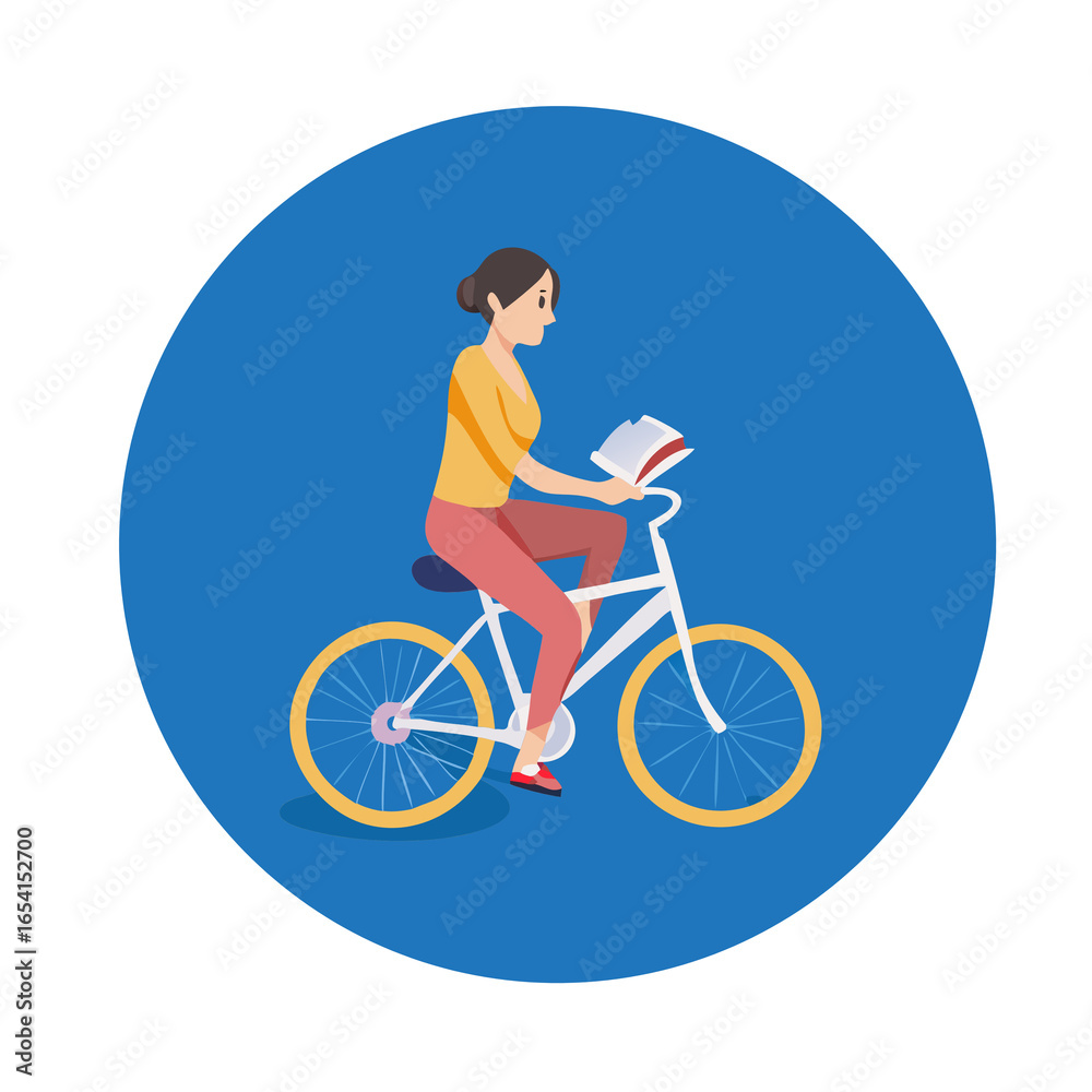 Fototapeta premium woman riding bicycle