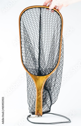 Hand made Bamboo wooden trout and salmon scoop net for  lure, worm and flyfishing