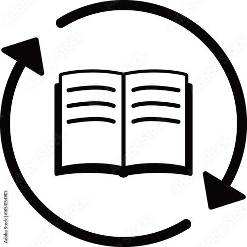 教科書の予習復習のアイコン　モノトーン