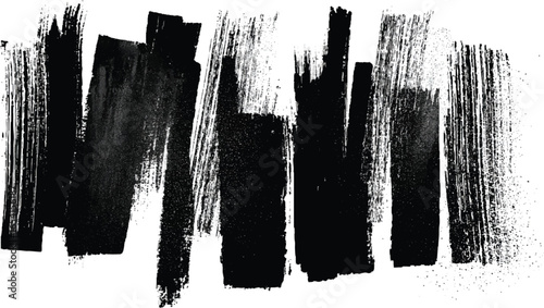Rectangle shape black ink drawn by hand with a brush. swatch, mascara brushstroke Stroke of black marker paint texture isolated on white background