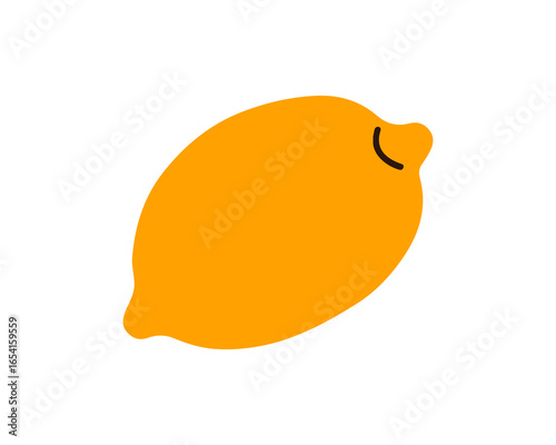 Lemon icon. Citrus fruit with yellow peel. Fresh tropical healthy sour food. Vitamin ingredient. Organic natural summer nutrition, limon. Flat vector illustration isolated on white background
