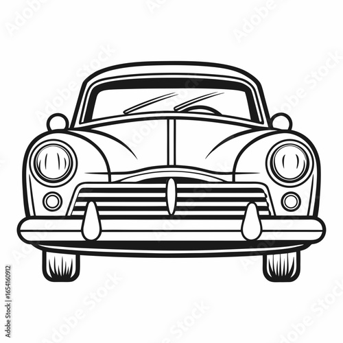 Retro Car, Black and White Old Timer, Classic Automobile.