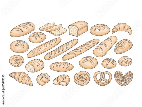 Artisan Bakery's Bounty: A collection of assorted fresh baked goods, from golden croissants to crusty baguettes, offering a visual feast.