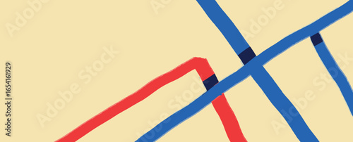 Modern Vector header Banner web with retro Bauhaus design. Primary color volume line.  for casual and professional web design and commercial. for Print or web-design, advertising,  presentation