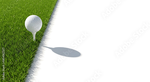 Golf grass border with tee and shadow