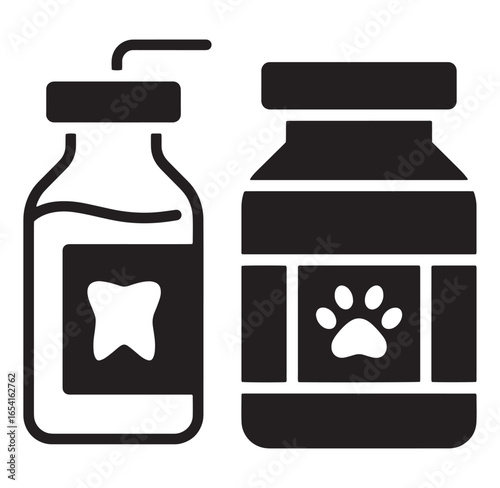 Veterinary care concept showing tooth and paw icons for dental and pet medicine purposes