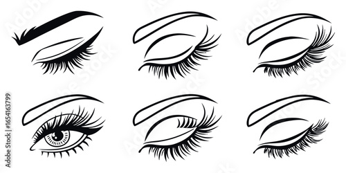 Elegant eyelash designs for beauty, makeup, and cosmetic brands, perfect for logos, websites, and branding needs